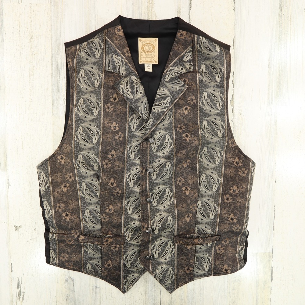 Vintage WAH Maker Vest Mens Medium Frontier Western Cowboy USA Made